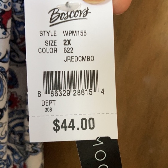 Preswick & Moore top paisley floral print top w stretch & tie detail 2X - Picture 11 of 17